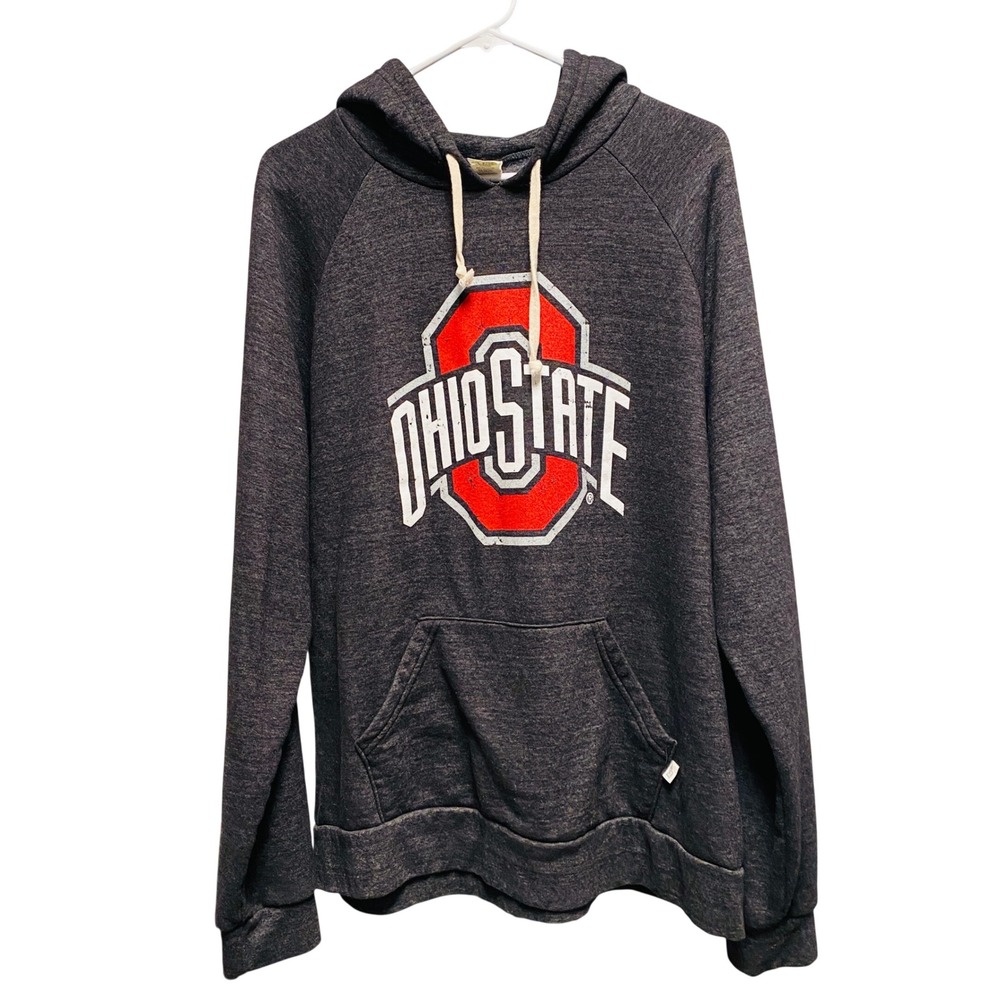 Blue 84‎ Ohio State Buckeyes Hoodie Mens 2X Charcoal Gray Raglan Sweatshirt OSU